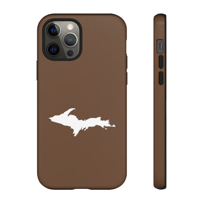 Michigan Upper Peninsula Tough Phone Case (Coffee Color w/ UP Outline) | Apple iPhone