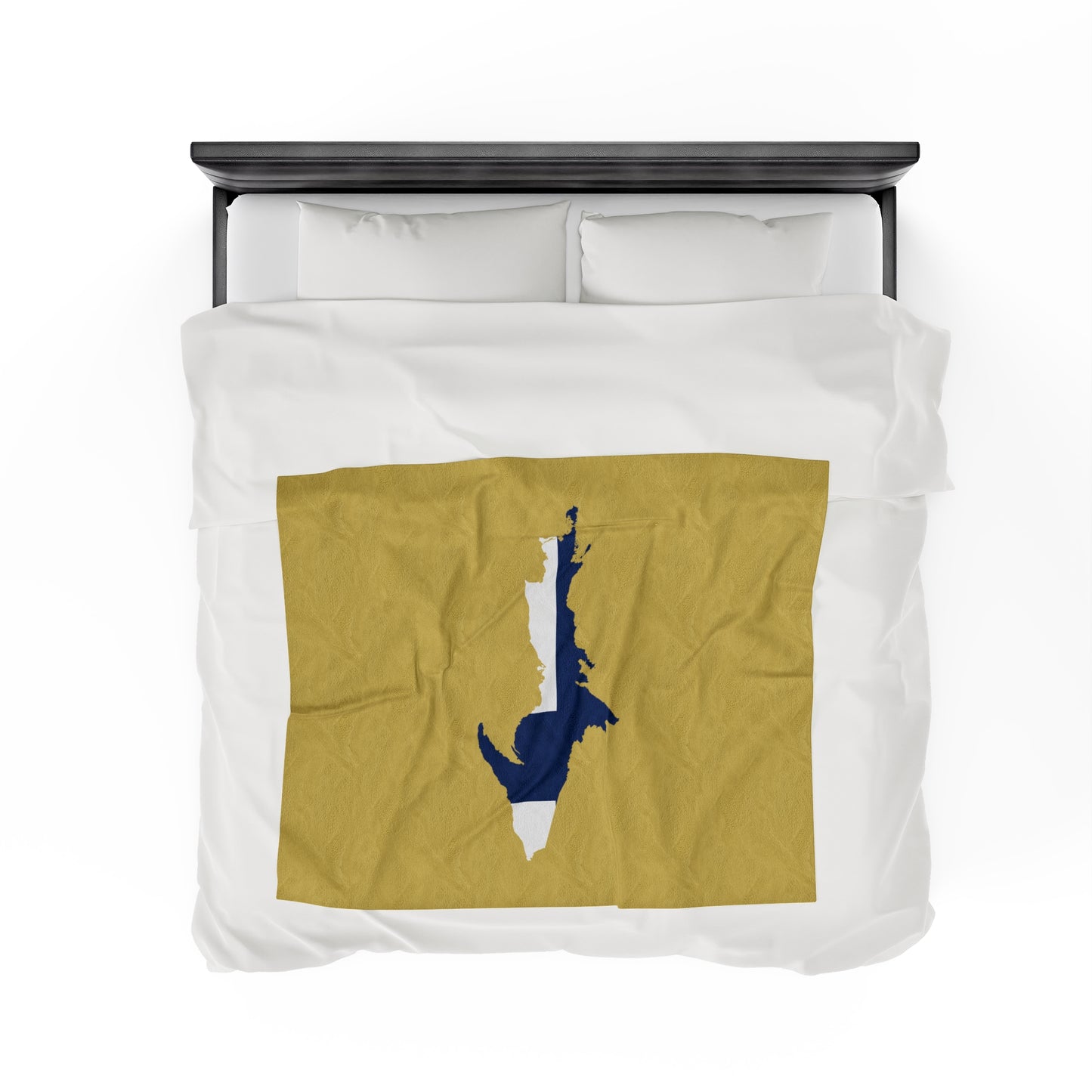 Michigan Upper Peninsula Plush Blanket (w/ UP Finland Flag Outline) | Plum Yellow