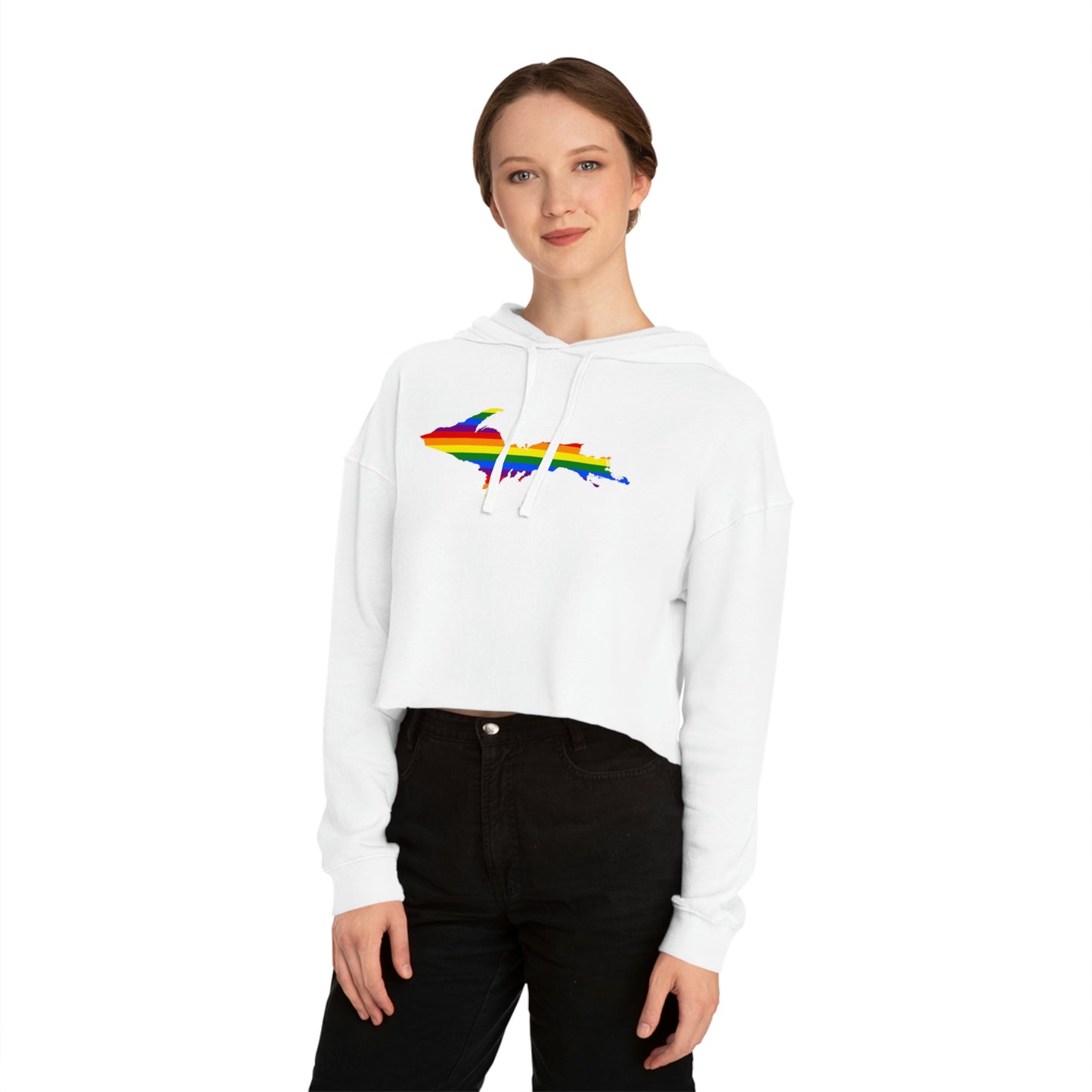 Michigan Upper Peninsula Hoodie (w/ UP Pride Flag Outline) | Lightweight Cropped