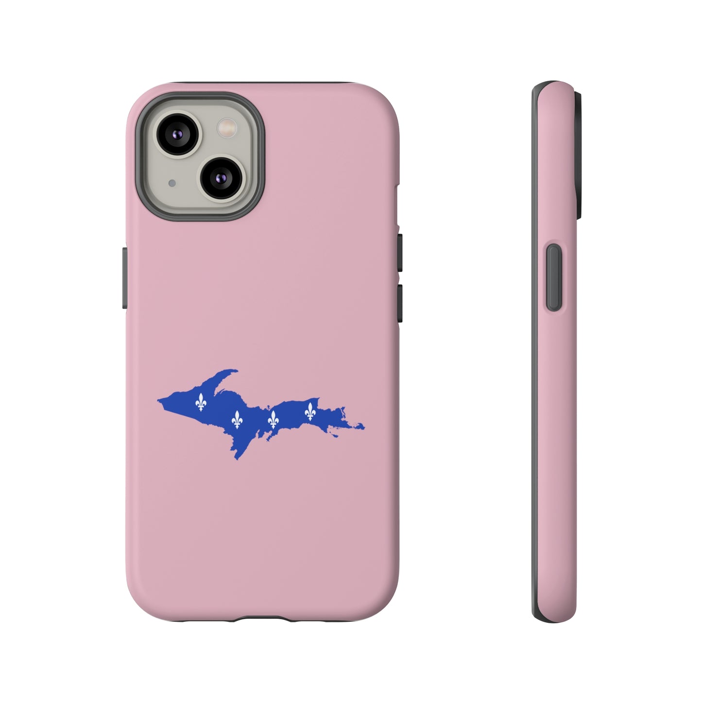 Michigan Upper Peninsula Tough Phone Case (Pink w/ UP Quebec Flag Outline) | Apple iPhone