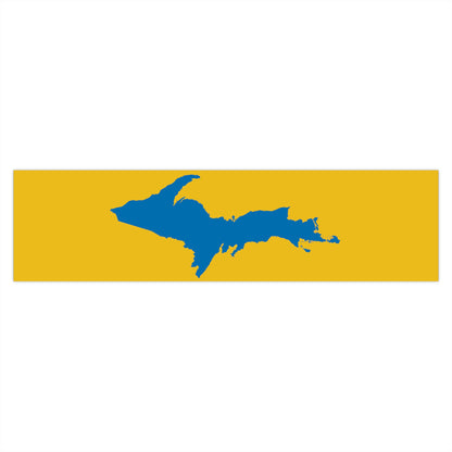 Michigan Upper Peninsula Bumper Sticker (w/ Azure UP Outline) | Gold Background