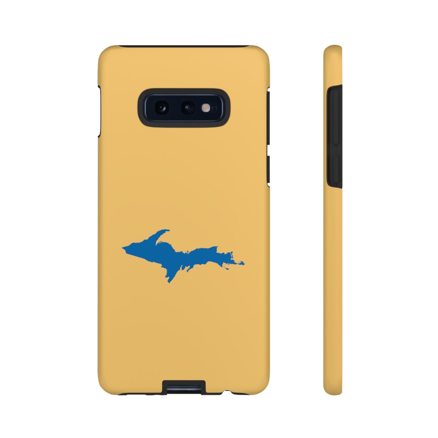 Michigan Upper Peninsula Tough Phone Case (Citrine w/ Azure UP Outline) | Samsung & Pixel Android