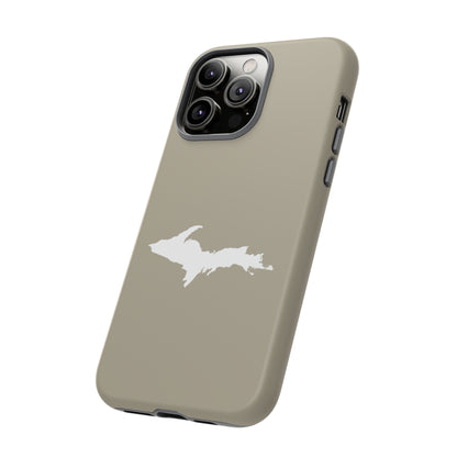 Michigan Upper Peninsula Tough Phone Case (Petoskey Stone Beige w/ UP Outline) | Apple iPhone