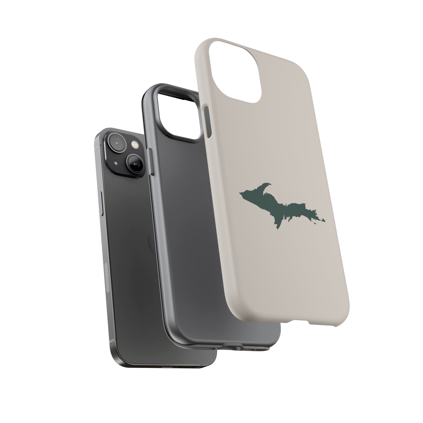 Michigan Upper Peninsula Tough Phone Case (Canvas Color w/ Green UP Outline) | Apple iPhone