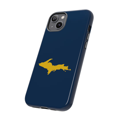 Michigan Upper Peninsula Tough Phone Case (Navy w/ Gold UP Outline) | Apple iPhone