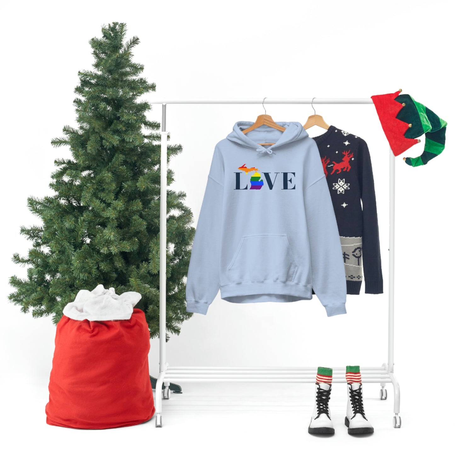 Michigan 'Love' Hoodie (w/LGBTQ Pride Colors) | Unisex Standard