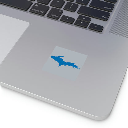 Michigan Upper Peninsula Square Sticker (Silver w/ Azure UP Outline) | Indoor/Outdoor