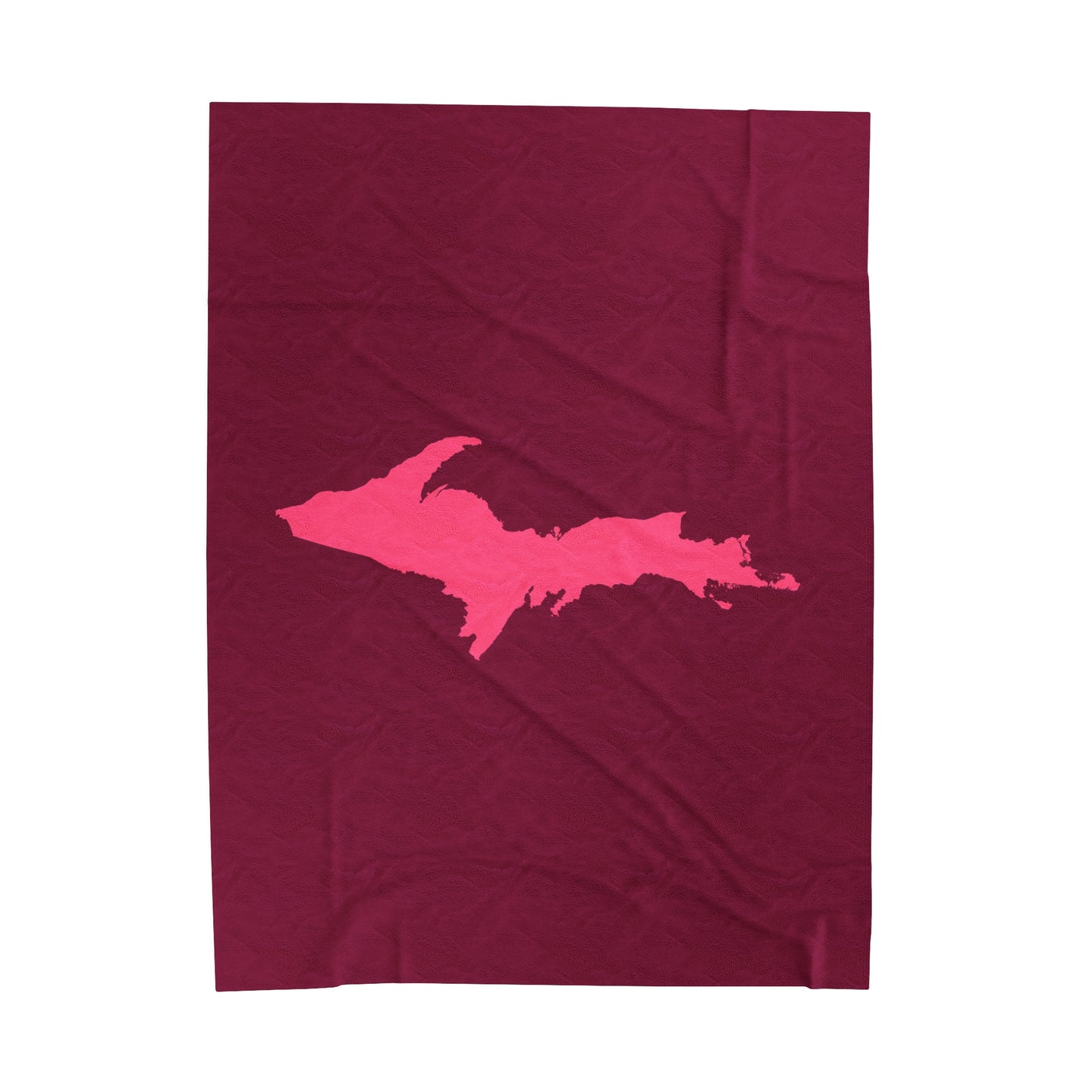 Michigan Upper Peninsula Plush Blanket (w/ Pink UP Outline) | Ruby Red