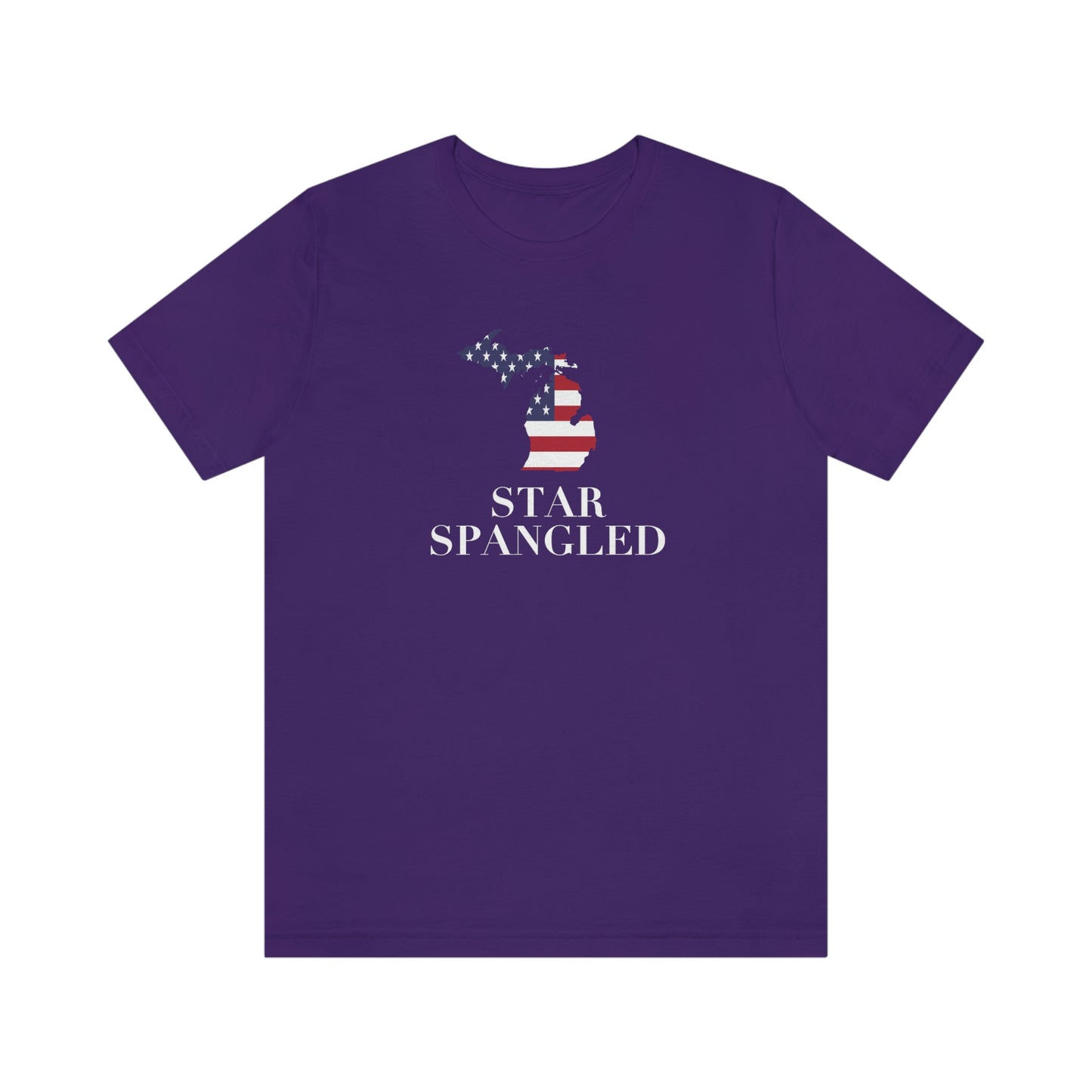 Michigan 'Star Spangled' T-Shirt (w/ MI USA Flag Outline) | Unisex Standard Fit