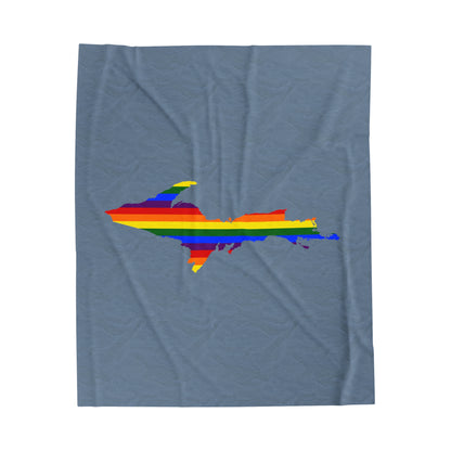 Michigan Upper Peninsula Plush Blanket (w/ UP Pride Flag Outline) | B-24 Liberator Grey