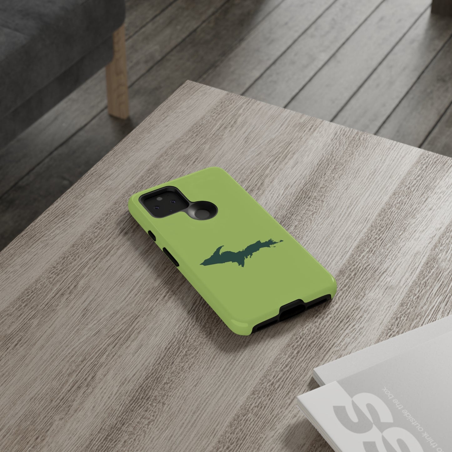 Michigan Upper Peninsula Tough Phone Case (Gooseberry Green w/ Green UP Outline) | Samsung & Pixel Android