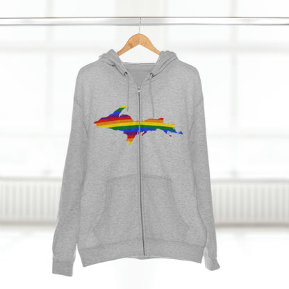 Michigan Upper Peninsula Full-Zip Hoodie (w/ UP Pride Flag Outline)