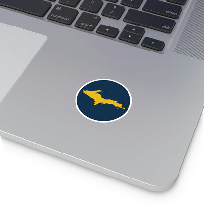 Michigan Upper Peninsula Round Stickers (Navy w/ Gold UP Outline) | Indoor\Outdoor