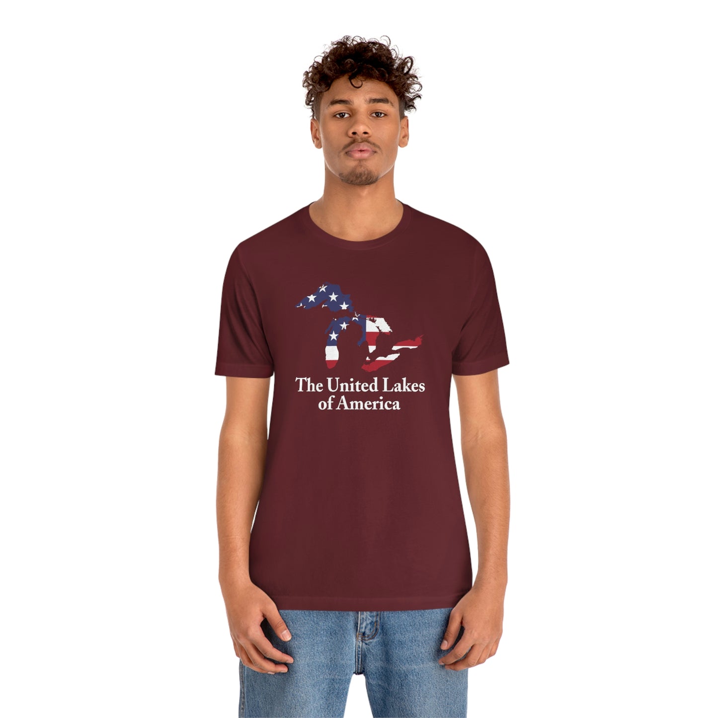 'The United Lakes of America' T-Shirt (w/ Great Lakes USA Flag Outline) | Unisex Standard Fit