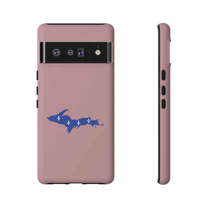 Michigan Upper Peninsula Tough Phone Case (Cherry Blossom Pink w/ UP Quebec Flag Outline) | Samsung & Pixel Android