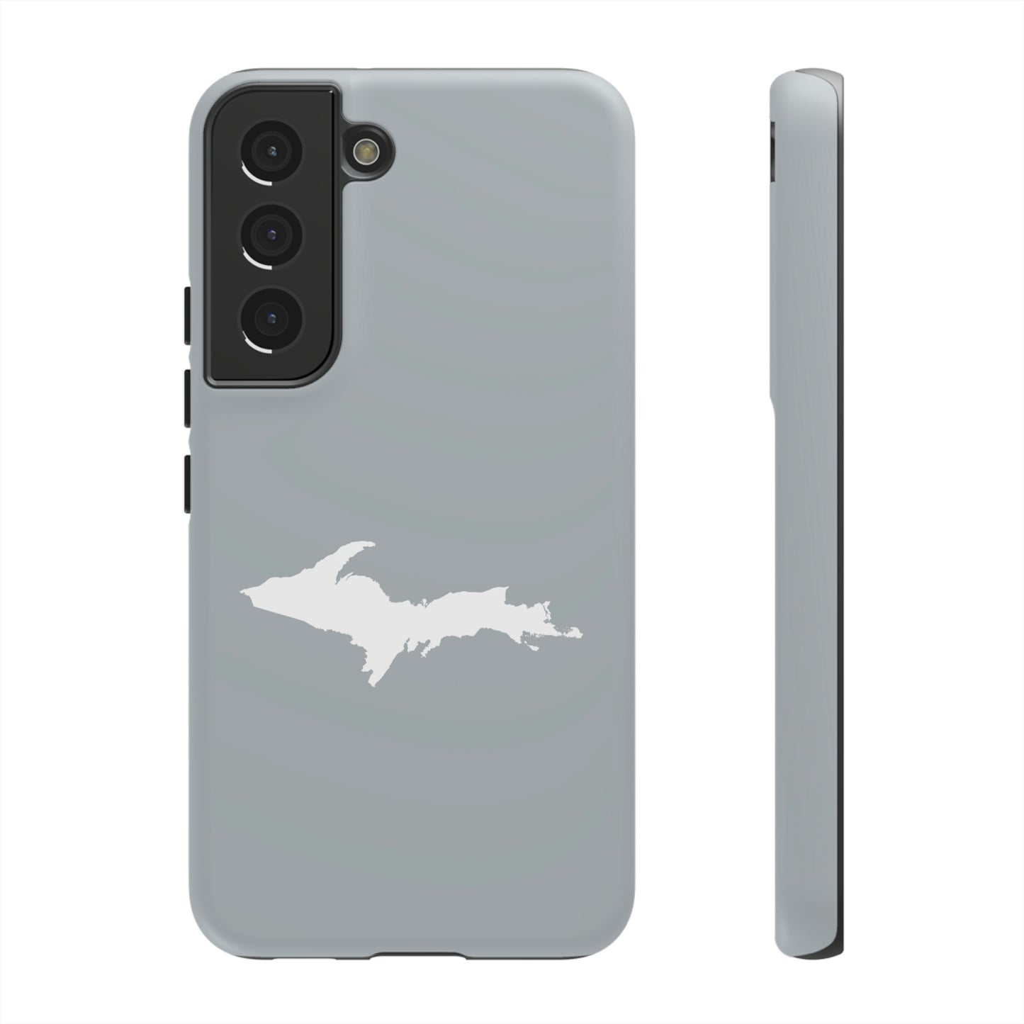 Michigan Upper Peninsula Tough Phone Case (Silver w/ UP Outline) | Samsung & Pixel Android