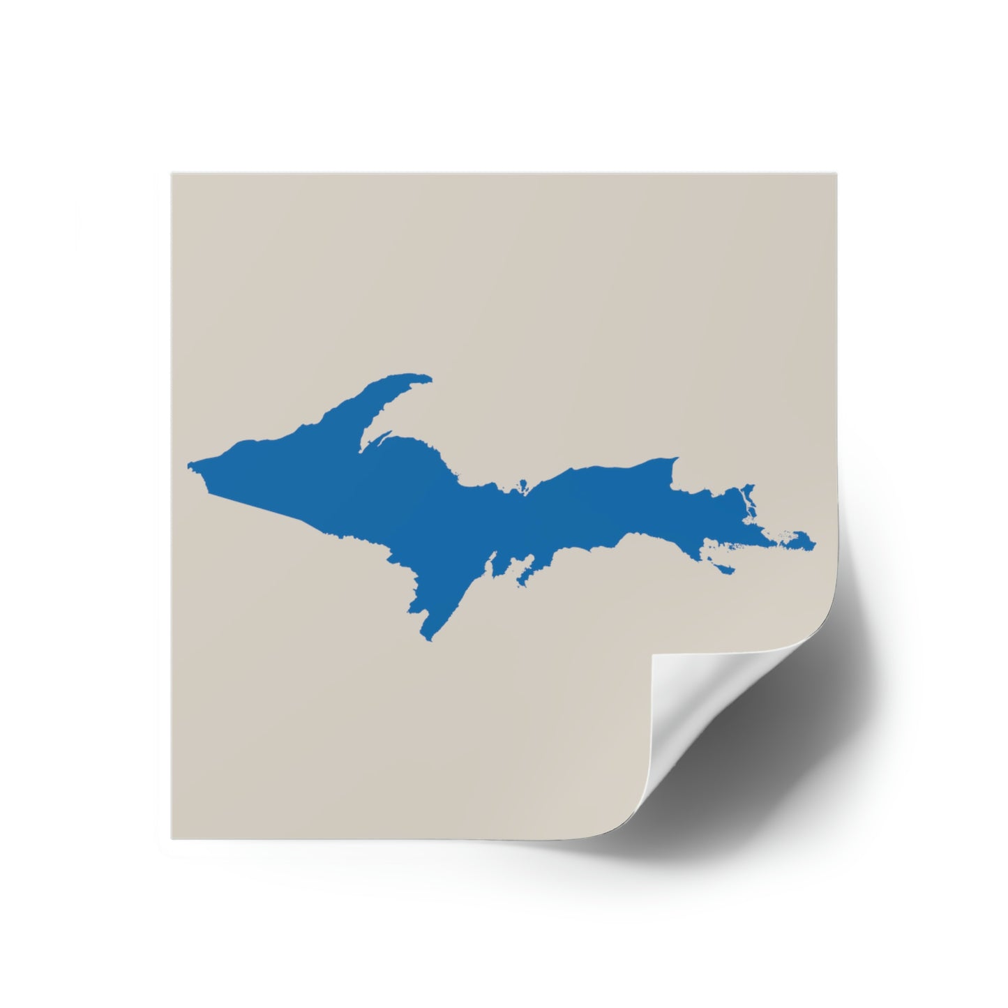 Michigan Upper Peninsula Square Sticker (Canvas Color w/ Azure UP Outline) | Indoor/Outdoor