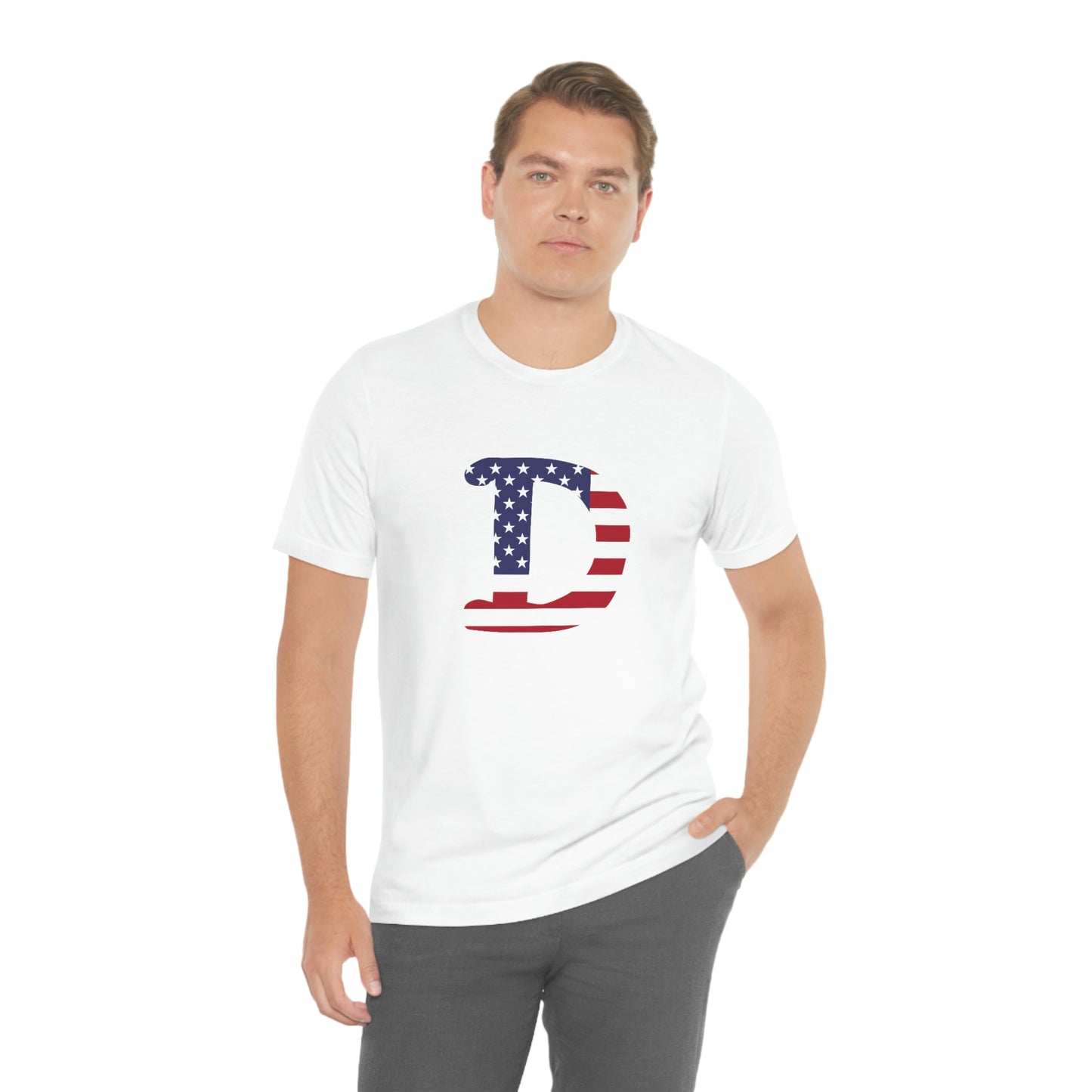 Detroit 'Old French D' T-Shirt (w/ USA Flag Outline) | Unisex Standard Fit