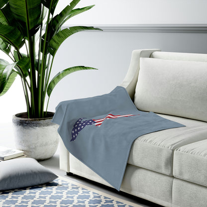 Michigan Upper Peninsula Plush Blanket (w/ UP USA Flag Outline) | B-24 Liberator Grey