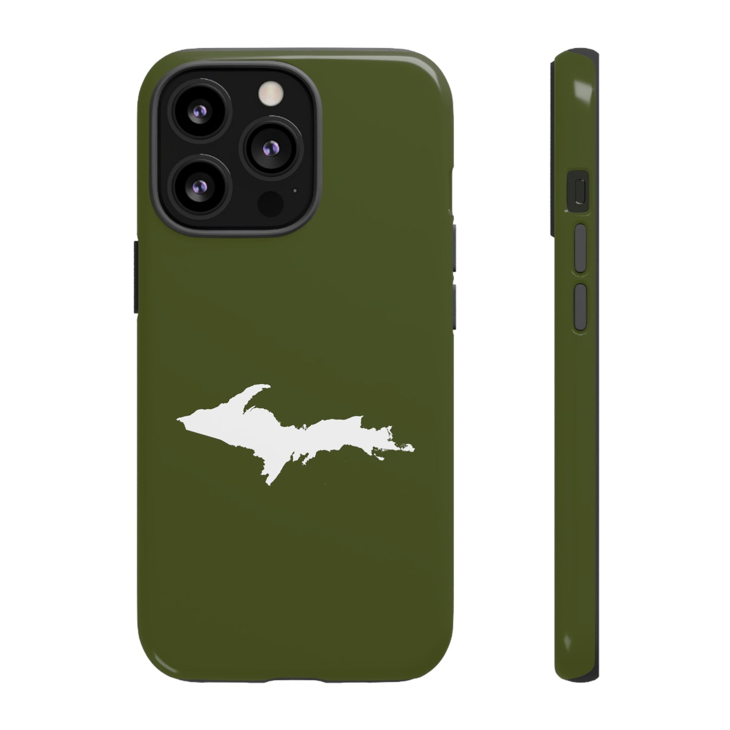 Michigan Upper Peninsula Tough Phone Case (Army Green w/ UP Outline) | Apple iPhone