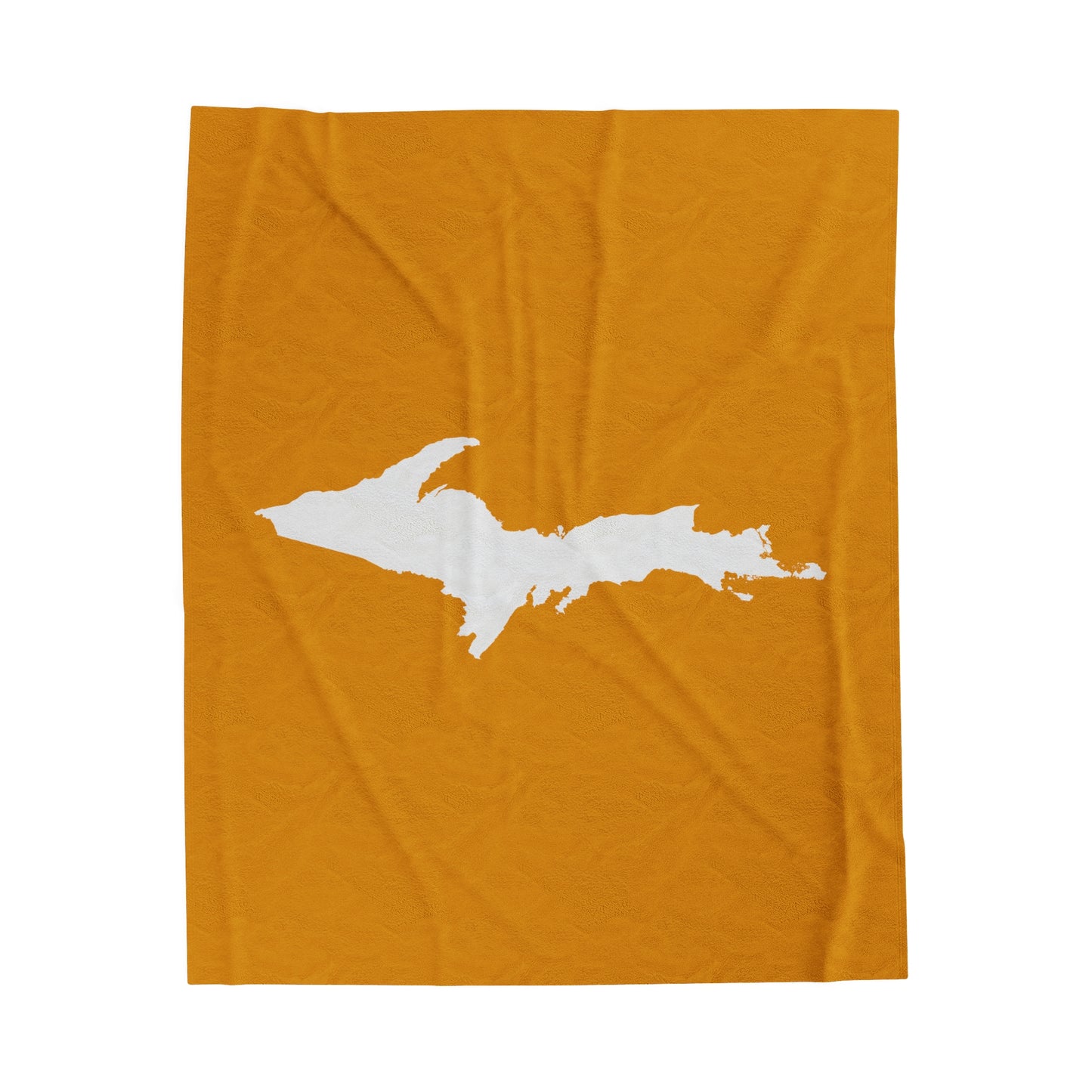 Michigan Upper Peninsula Plush Blanket (w/ UP Outline) | Gold