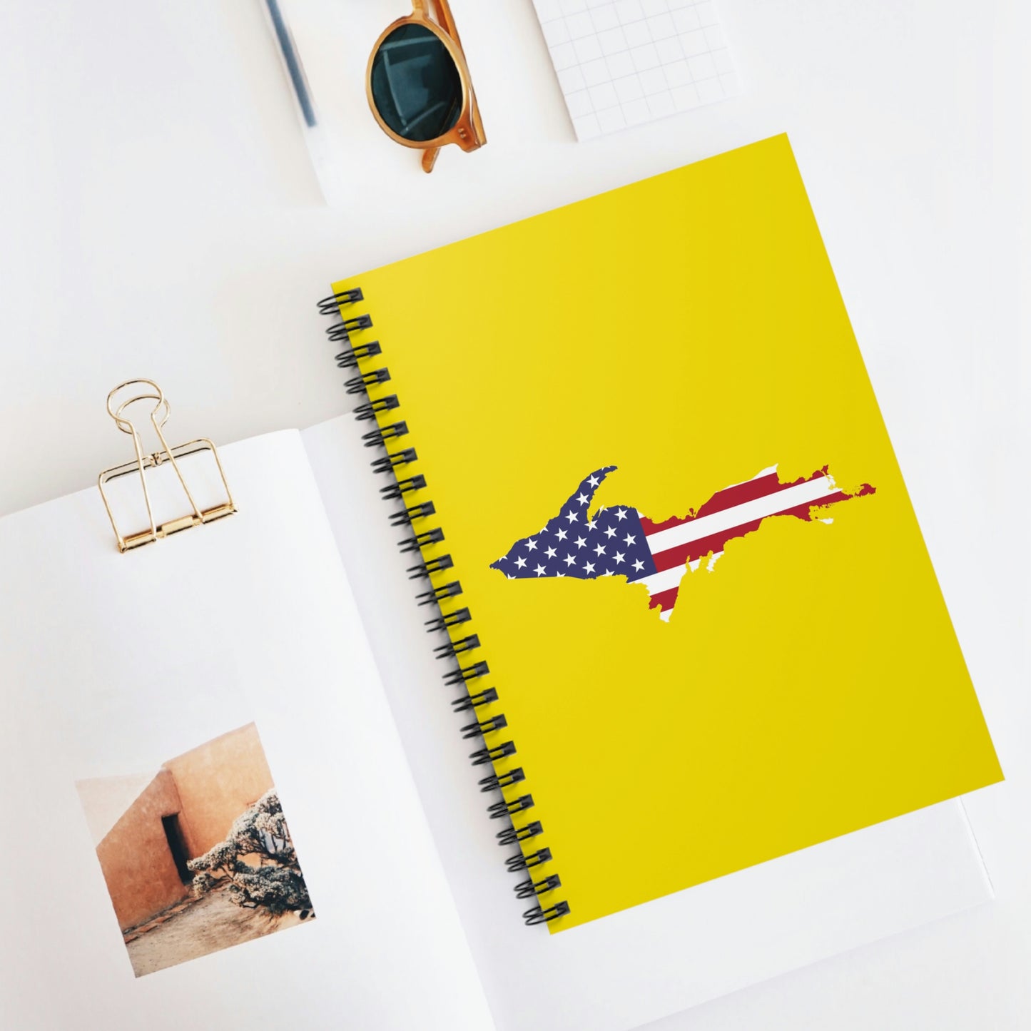 Michigan Upper Peninsula Spiral Notebook (w/ UP USA Flag Outline) | Gadsden Yellow