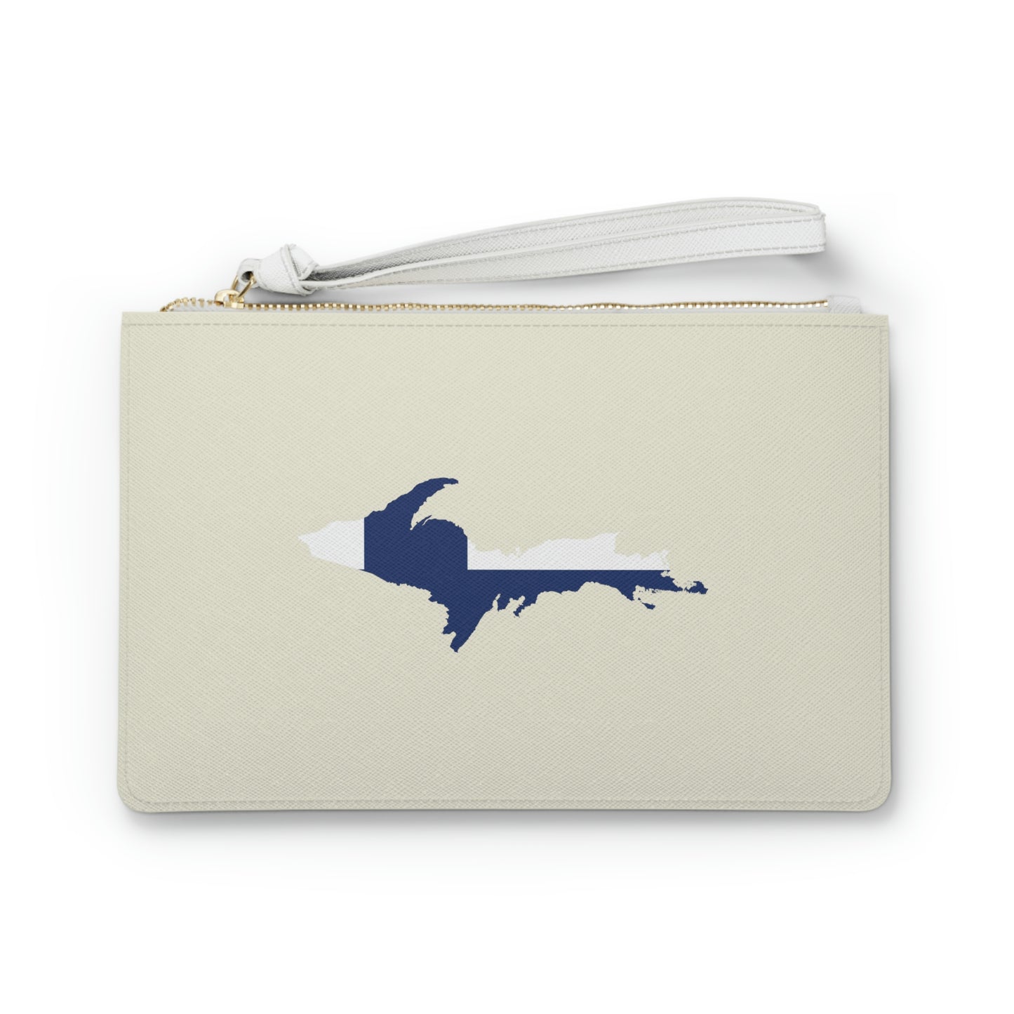 Michigan Upper Peninsula Clutch Bag (Ivory White w/ UP Finland Flag Outline)