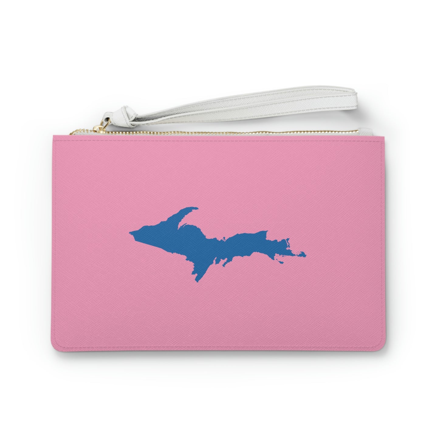 Michigan Upper Peninsula Clutch Bag ('67 Caddie Pink w/ Azure UP Outline)