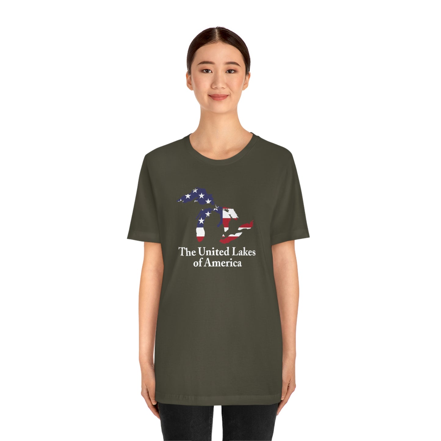 'The United Lakes of America' T-Shirt (w/ Great Lakes USA Flag Outline) | Unisex Standard Fit