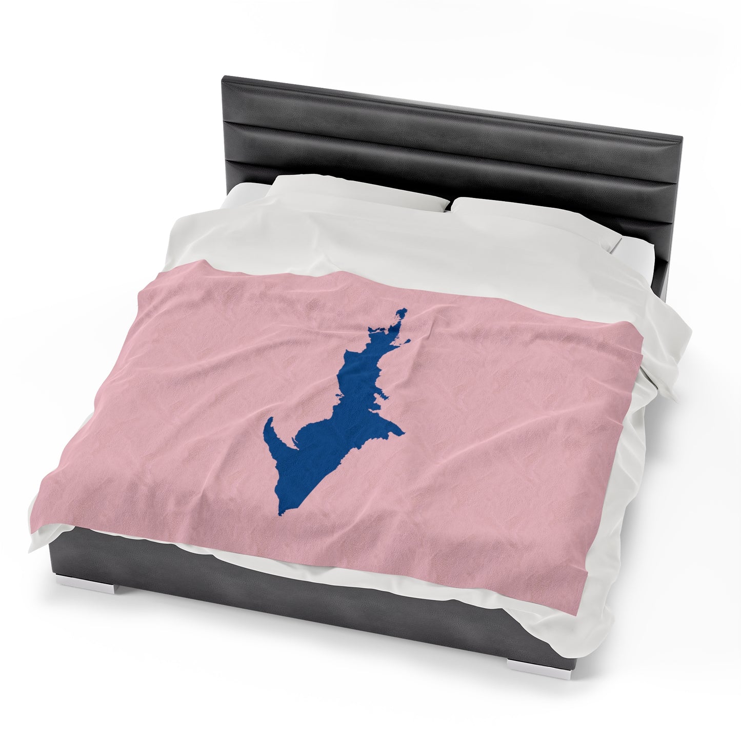 Michigan Upper Peninsula Plush Blanket (w/ Azure UP Outline) | Pale Pink