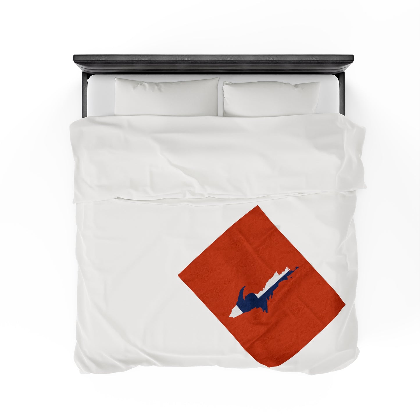 Michigan Upper Peninsula Plush Blanket (w/ UP Finland Flag Outline) | Maple Leaf Orange