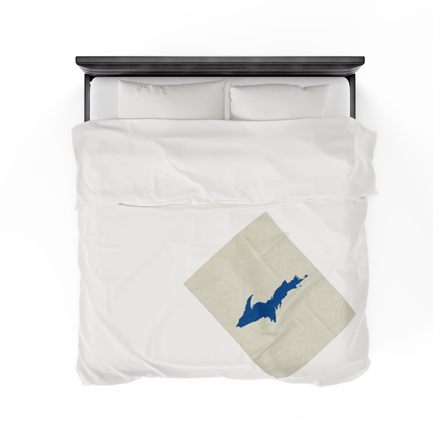 Michigan Upper Peninsula Plush Blanket (w/ Azure UP Outline) | Ivory White