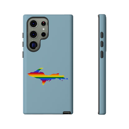 Michigan Upper Peninsula Tough Phone Case (Opal Blue w/ UP Pride Flag Outline) | Samsung & Pixel Android