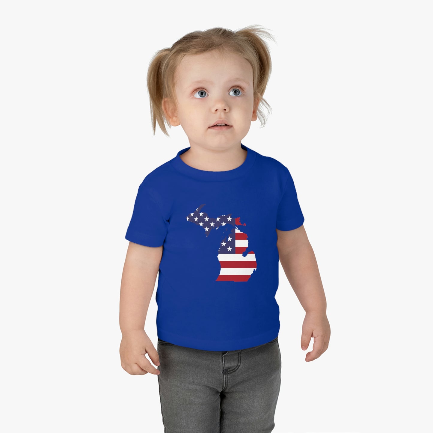 Michigan Infant T-Shirt (w/ MI USA Flag Outline) | Short Sleeve