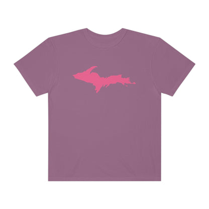 Michigan Upper Peninsula T-Shirt (w/ Pink UP Outline) | Unisex Garment-Dyed