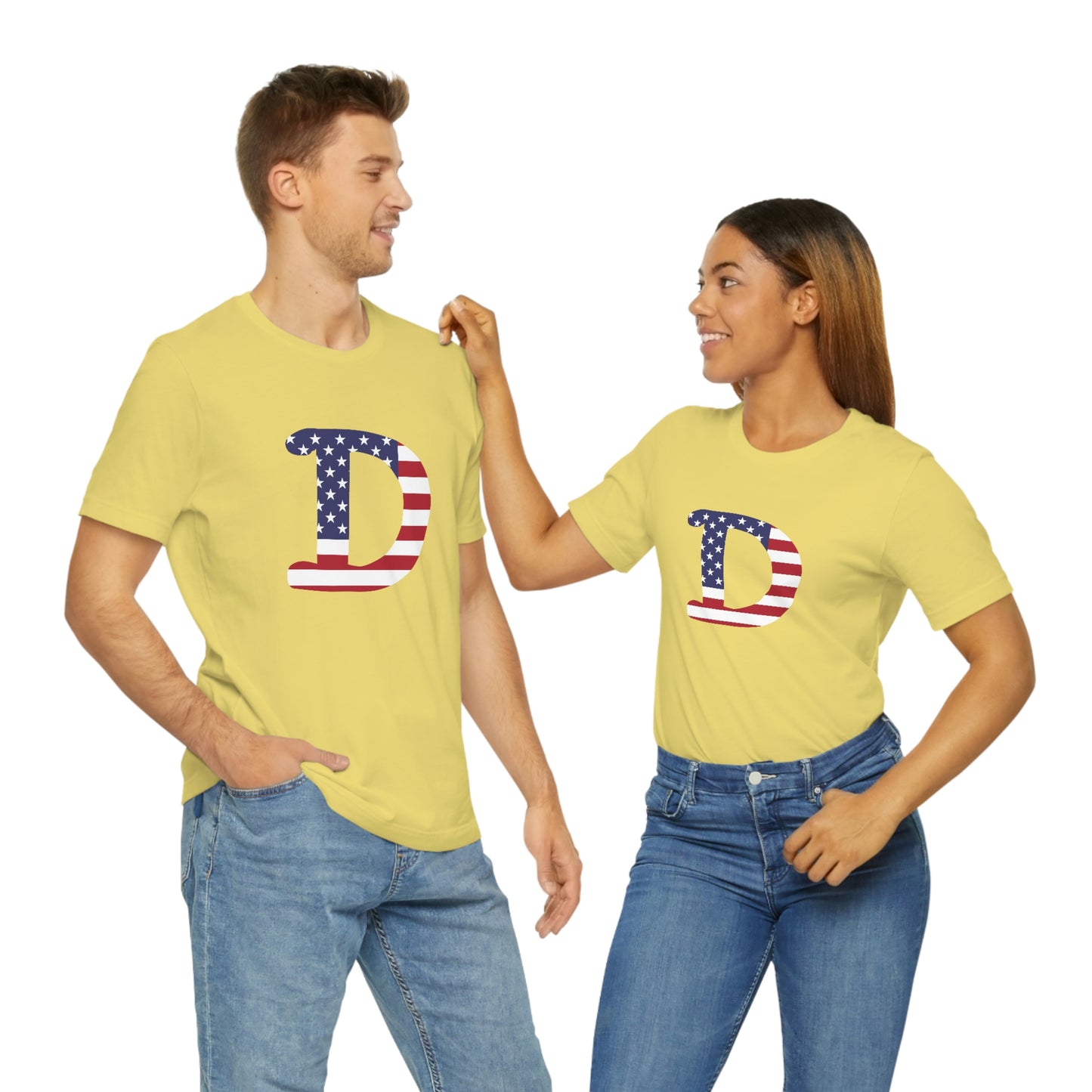 Detroit 'Old French D' T-Shirt (w/ USA Flag Outline) | Unisex Standard Fit