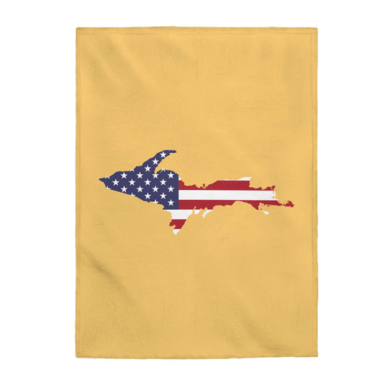 Michigan Upper Peninsula Plush Blanket (w/ UP USA Flag Outline) | Citrine