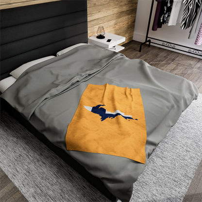 Michigan Upper Peninsula Plush Blanket (w/ UP Finland Flag Outline) | Citrine