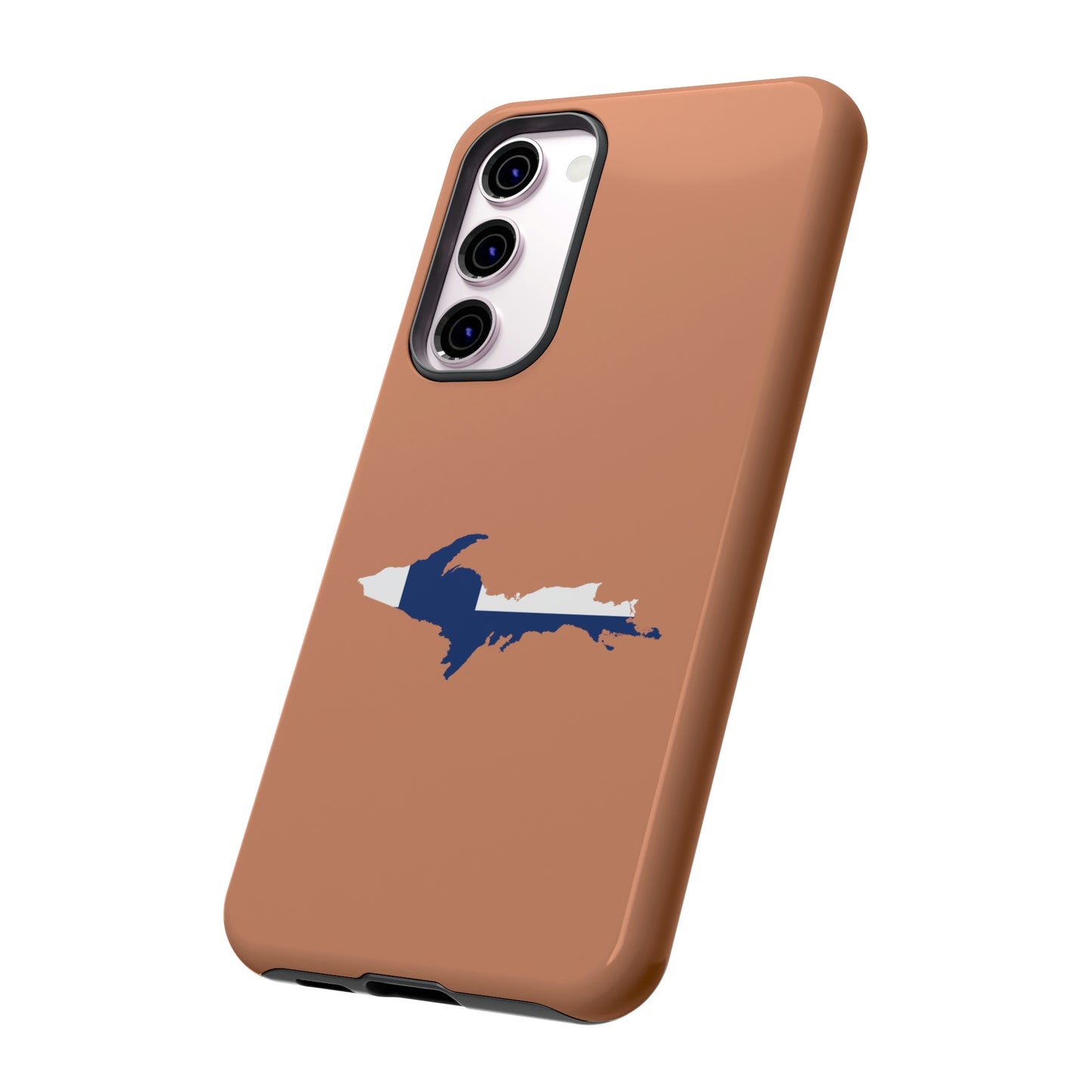 Michigan Upper Peninsula Tough Phone Case ( Copper Color w/ UP Finland Flag Outline) | Samsung & Pixel Android