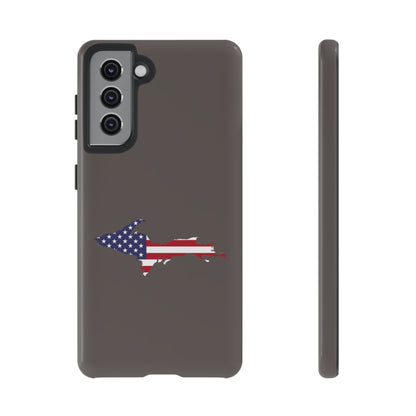 Michigan Upper Peninsula Tough Phone Case (Warren Tank Grey w/ UP USA Flag Outline) | Samsung & Pixel Android