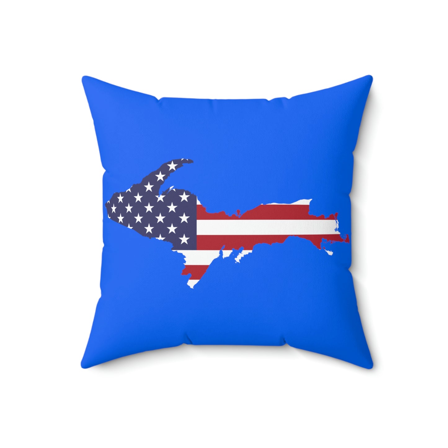 Michigan Upper Peninsula Accent Pillow (w/ UP USA Flag Outline) | Motor Town Blue