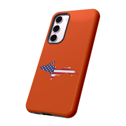 Michigan Upper Peninsula Tough Phone Case (Maple Leaf Orange w/ UP USA Flag Outline) | Samsung & Pixel Android