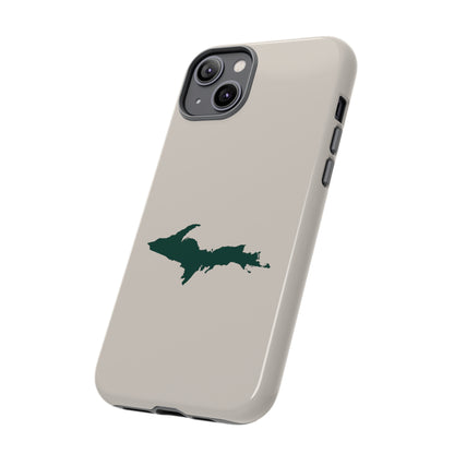 Michigan Upper Peninsula Tough Phone Case (Canvas Color w/ Green UP Outline) | Apple iPhone