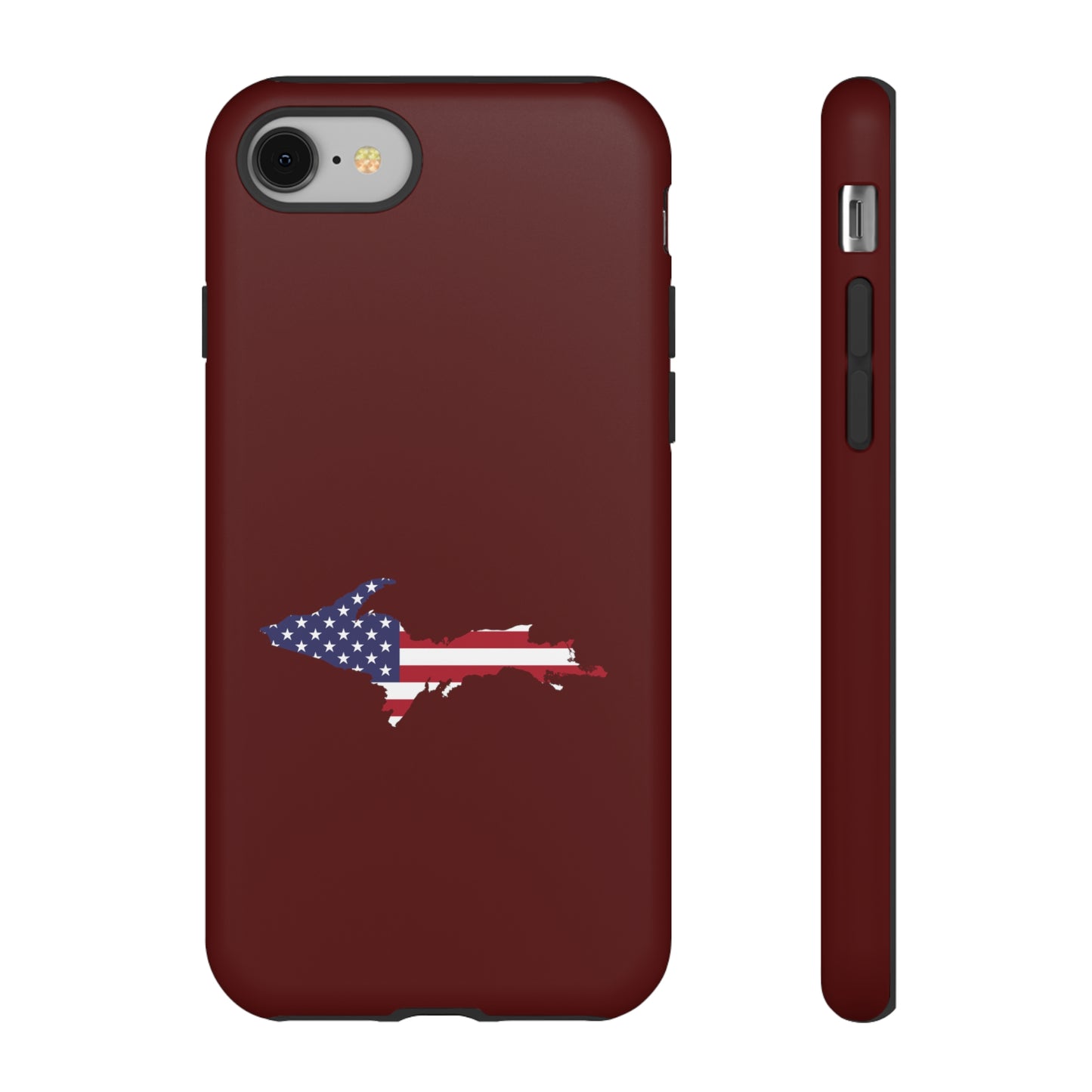 Michigan Upper Peninsula Tough Phone Case (Cherrywood Color w/ UP USA Outline) | Apple iPhone