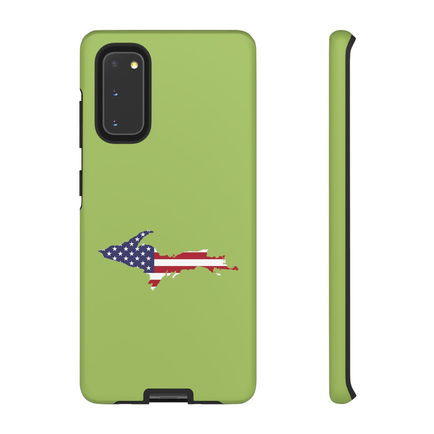 Michigan Upper Peninsula Tough Phone Case (Gooseberry Green w/ UP USA Flag Outline) | Samsung & Pixel Android