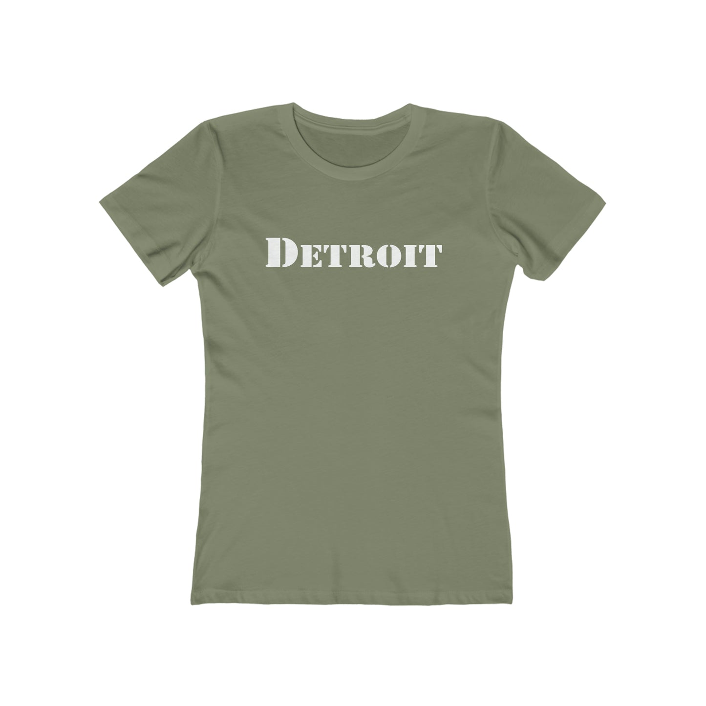 'Detroit' T-Shirt (Army Stencil Font) | Women's Boyfriend Cut