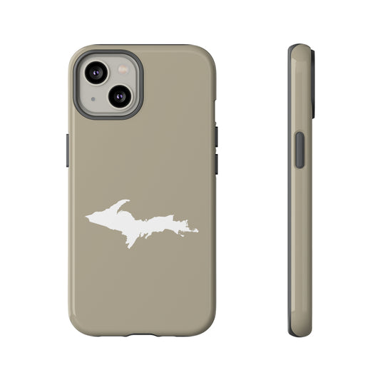 Michigan Upper Peninsula Tough Phone Case (Petoskey Stone Beige w/ UP Outline) | Apple iPhone