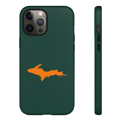 Michigan Upper Peninsula Tough Phone Case (Green w/ Orange UP Outline) | Apple iPhone