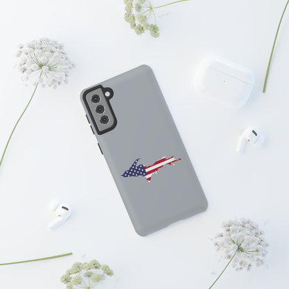 Michigan Upper Peninsula Tough Phone Case (Silver w/ UP USA Flag Outline) | Samsung & Pixel Android