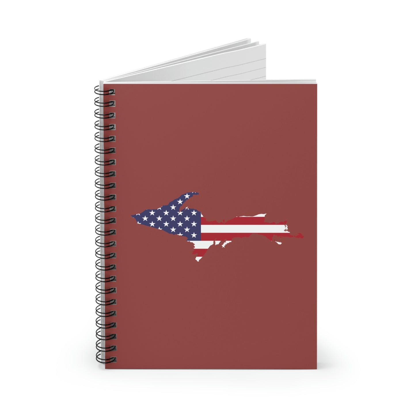 Michigan Upper Peninsula Spiral Notebook (w/ UP USA Flag Outline) | Ore Dock Red